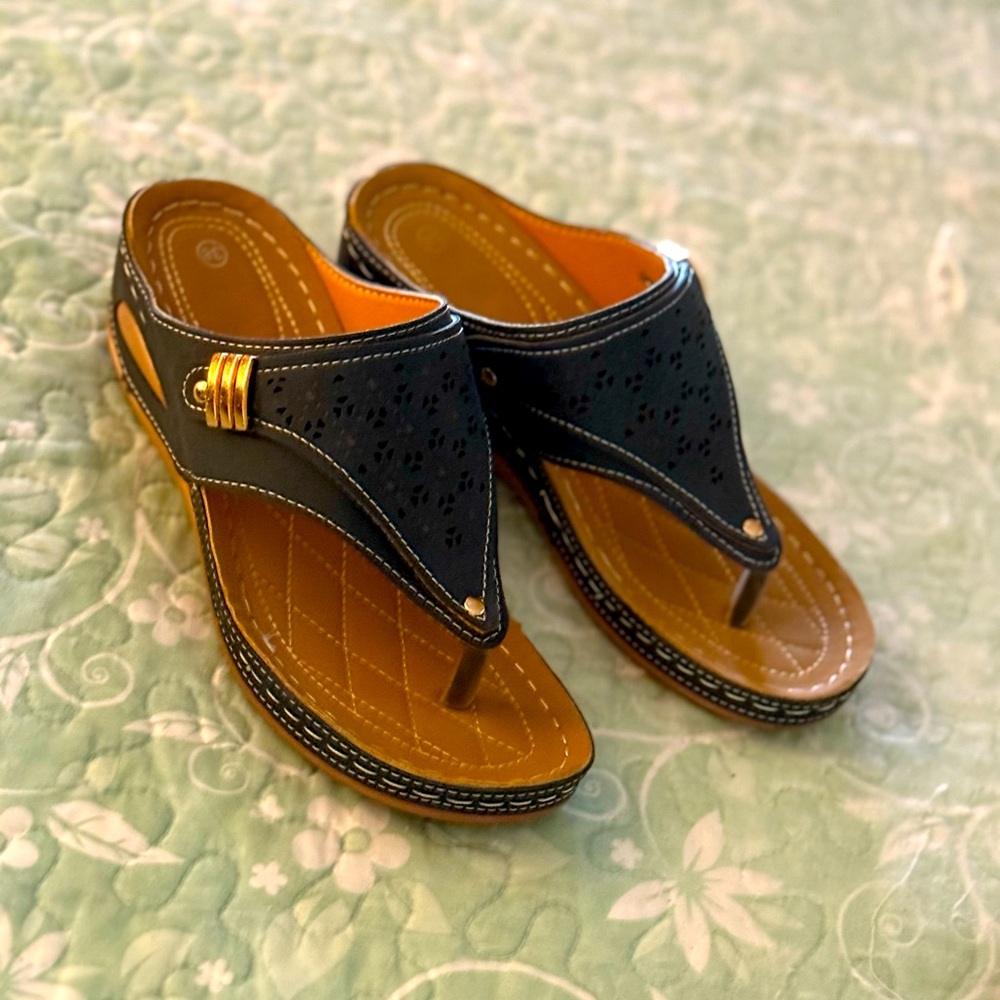 Elegant Black and Tan Women's Sandals